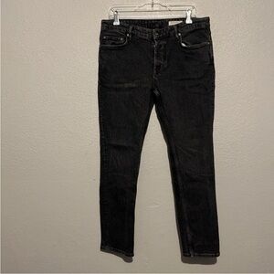 All Saints Rex Slim Fit Soft Stretch Dark Wash Black Denim Jeans W32 L30